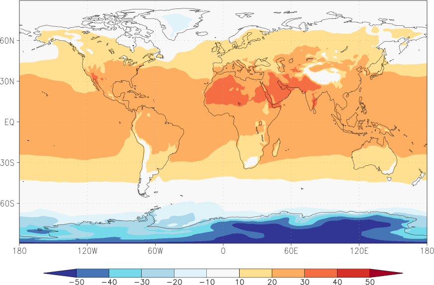 temperature (2m height, world) June  observed values