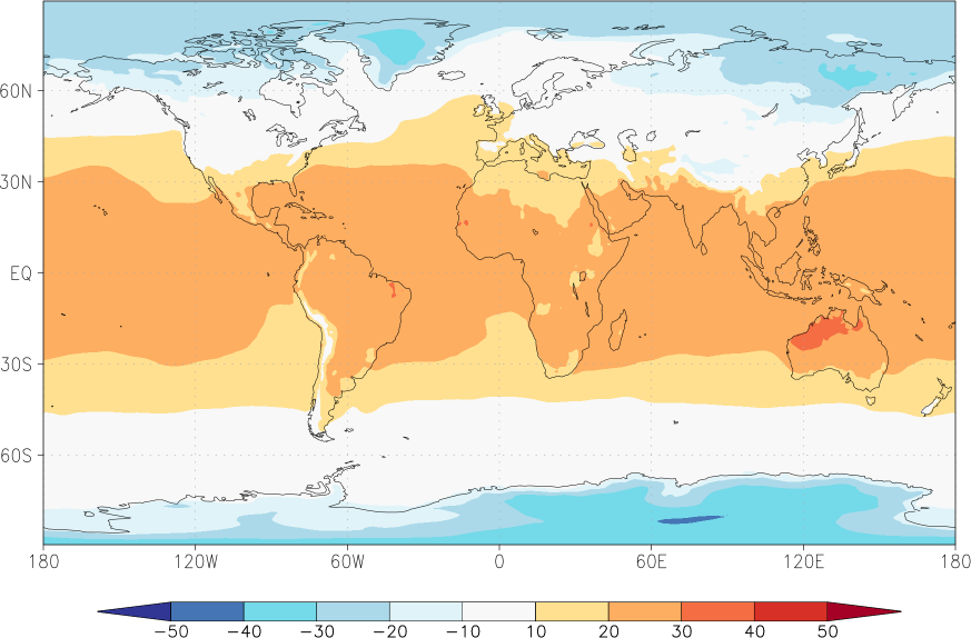 temperature (2m height, world) November  observed values