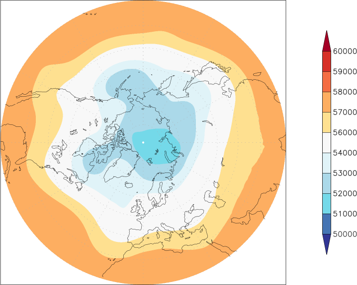 500mb height (northern hemisphere) May  observed values