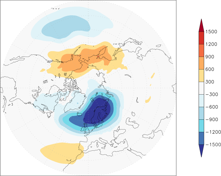 sea-level pressure (northern hemisphere) anomaly February  w.r.t. 1981-2010