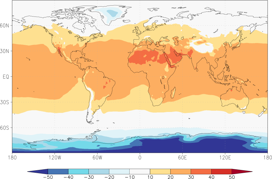 temperature (2m height, world) September  observed values