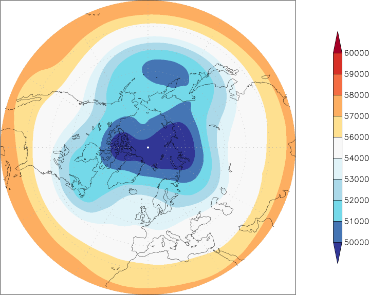 500mb height (northern hemisphere) December  observed values