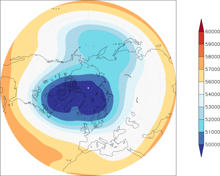 500mb height (northern hemisphere) February  observed values