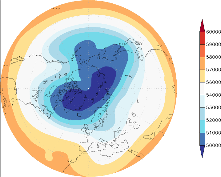 500mb height (northern hemisphere) January  observed values