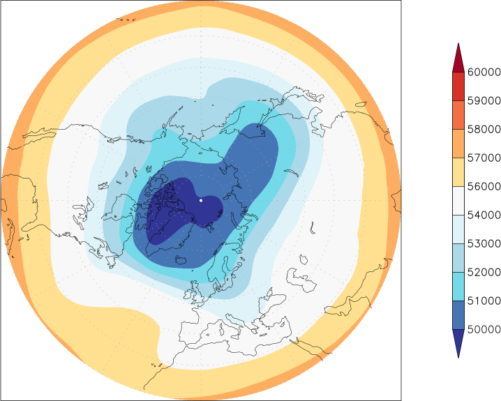 500mb height (northern hemisphere) March  observed values