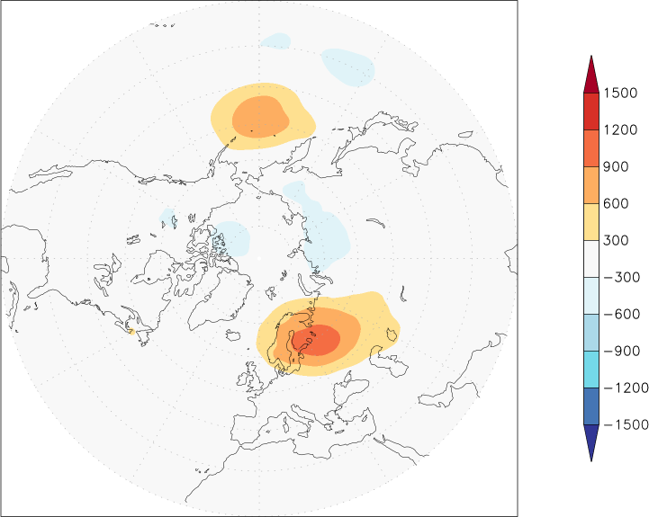 sea-level pressure (northern hemisphere) anomaly August  w.r.t. 1981-2010