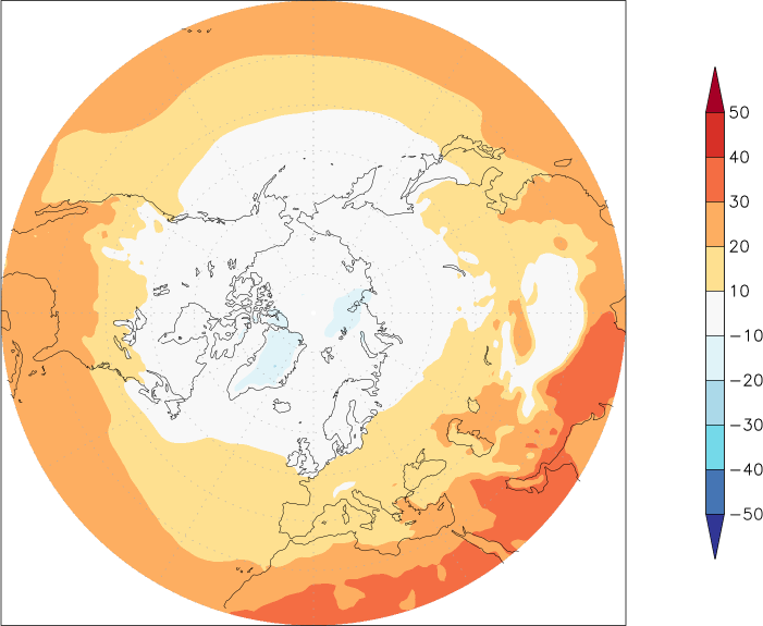 temperature (2m height, northern hemisphere) May  observed values