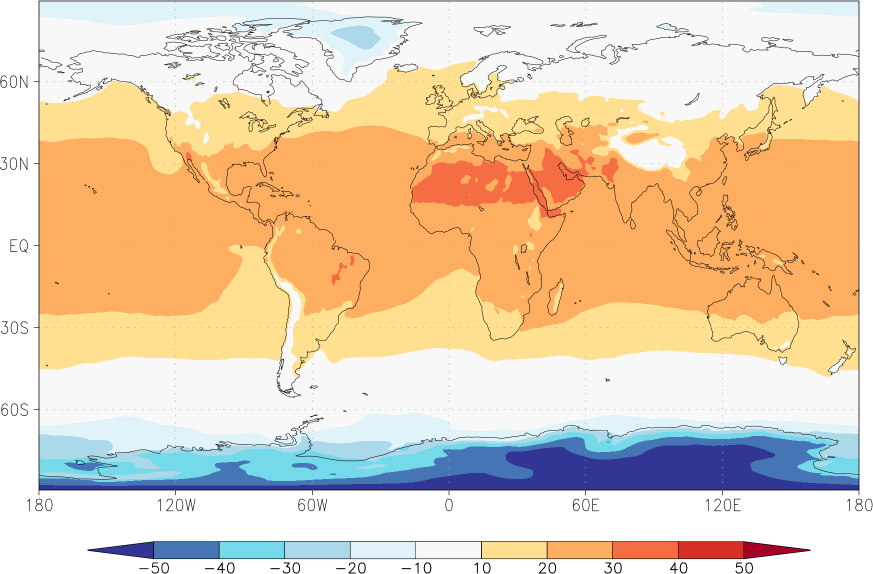 temperature (2m height, world) September  observed values