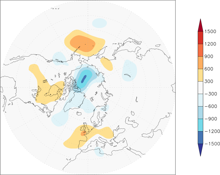 500mb height (northern hemisphere) anomaly June  w.r.t. 1981-2010