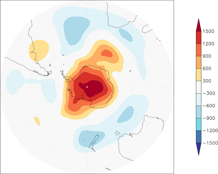 500mb height (southern hemisphere) anomaly August  w.r.t. 1981-2010