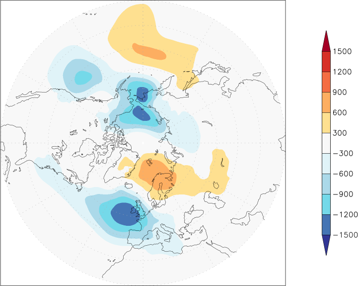 sea-level pressure (northern hemisphere) anomaly November  w.r.t. 1981-2010