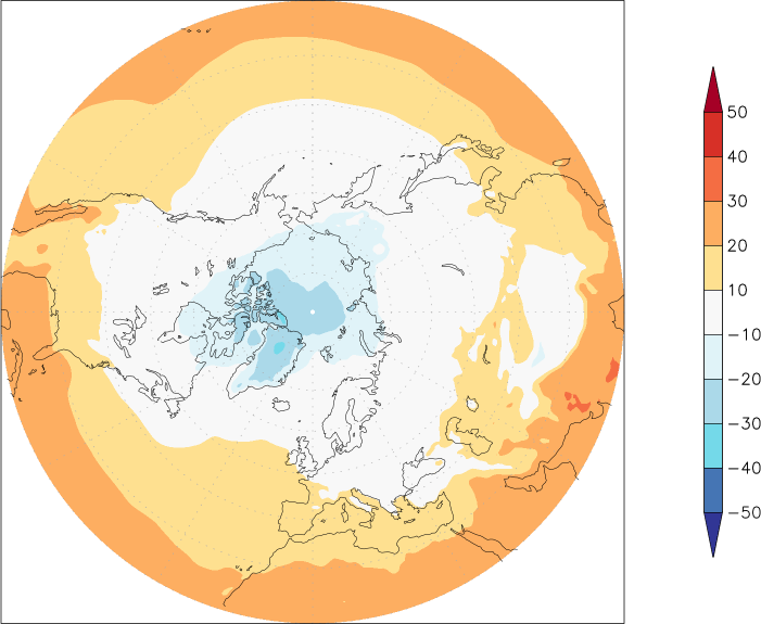 temperature (2m height, northern hemisphere) April  observed values