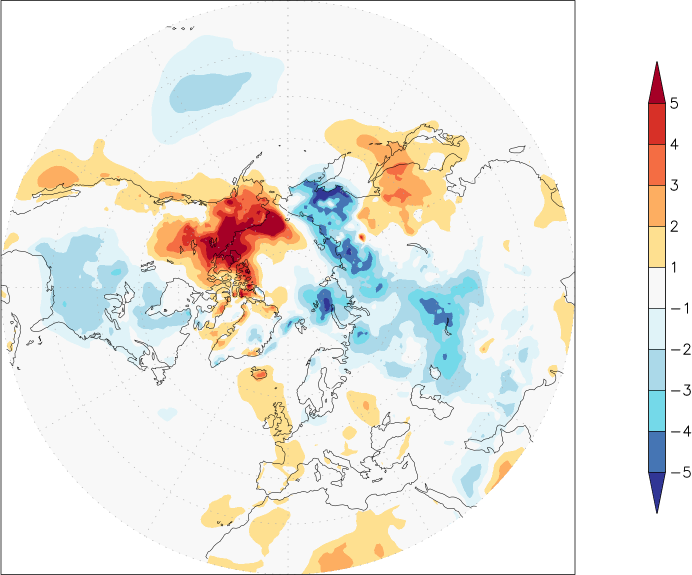 temperature (2m height, northern hemisphere) anomaly November  w.r.t. 1981-2010