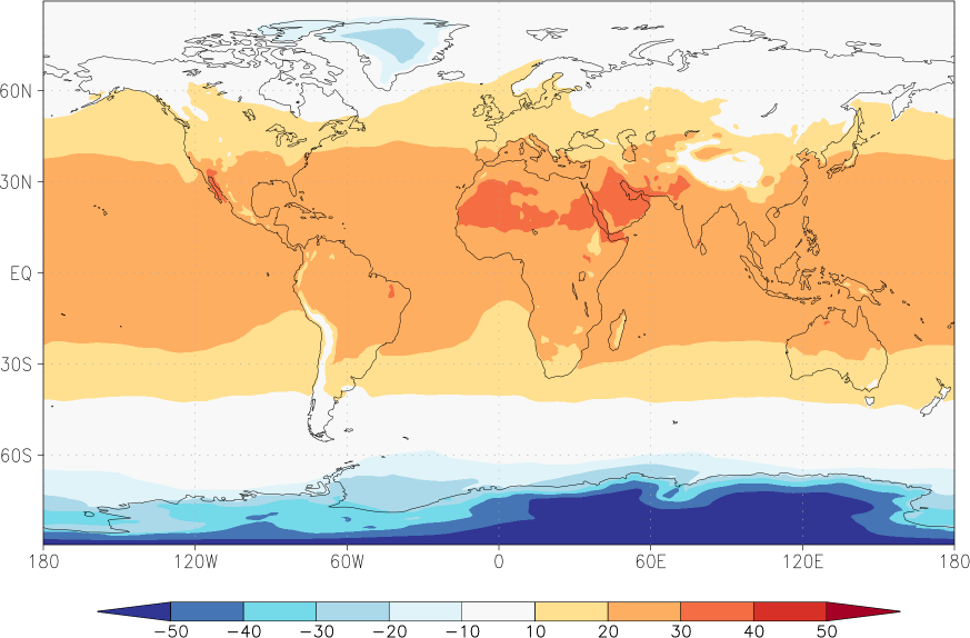 temperature (2m height, world) September  observed values