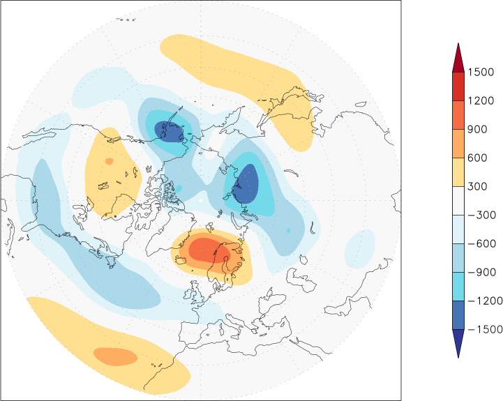 500mb height (northern hemisphere) anomaly December  w.r.t. 1981-2010