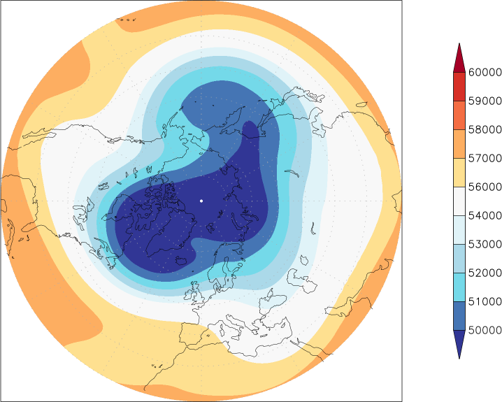 500mb height (northern hemisphere) February  observed values