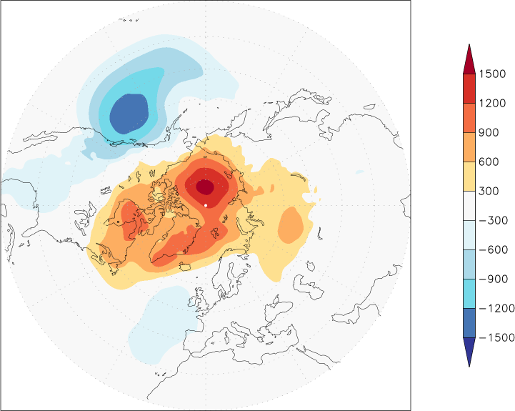 sea-level pressure (northern hemisphere) anomaly January  w.r.t. 1981-2010