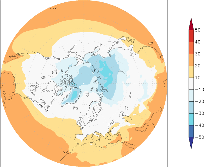 temperature (2m height, northern hemisphere) November  observed values