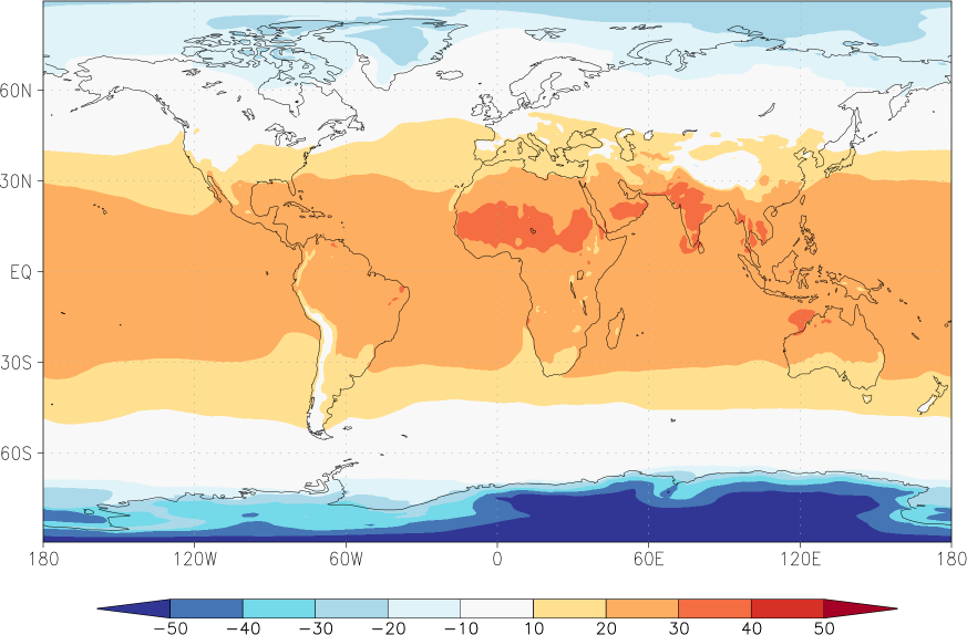 temperature (2m height, world) April  observed values