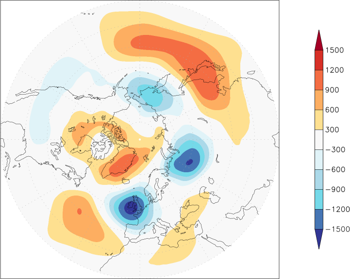 500mb height (northern hemisphere) anomaly April  w.r.t. 1981-2010