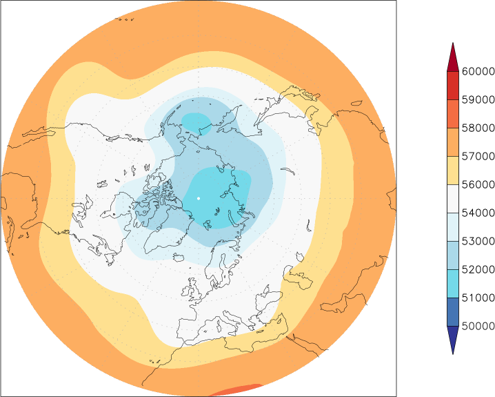 500mb height (northern hemisphere) May  observed values