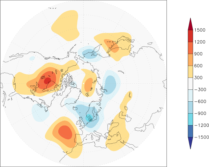 500mb height (northern hemisphere) anomaly October  w.r.t. 1981-2010