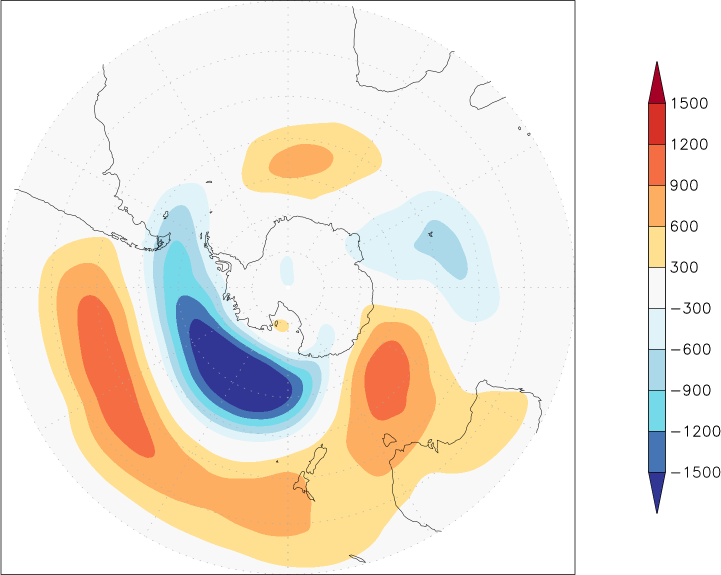 500mb height (southern hemisphere) anomaly August  w.r.t. 1981-2010