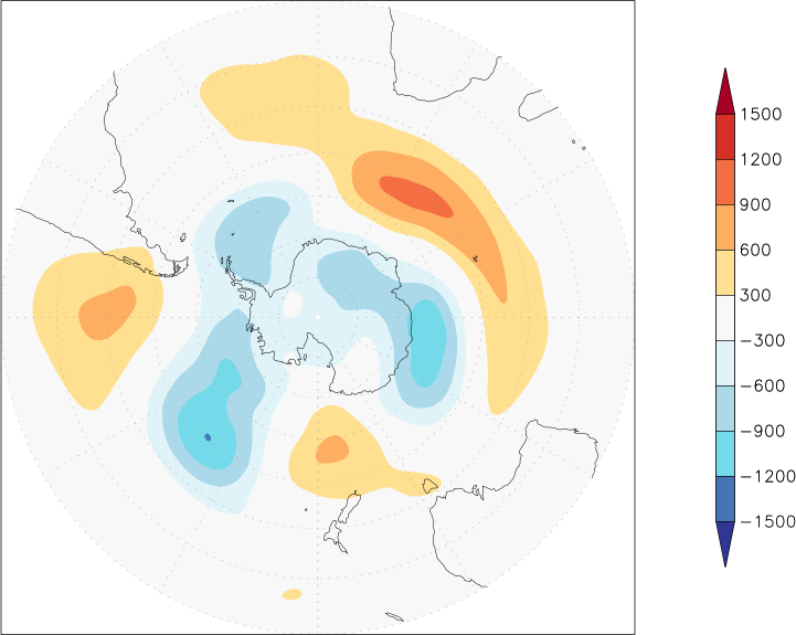 500mb height (southern hemisphere) anomaly December  w.r.t. 1981-2010