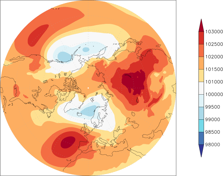 sea-level pressure (northern hemisphere) February  observed values