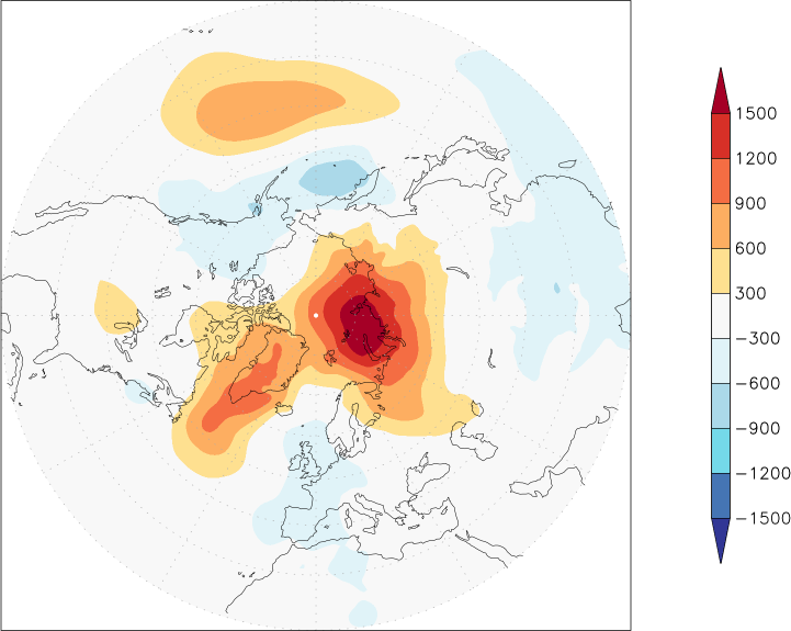 sea-level pressure (northern hemisphere) anomaly March  w.r.t. 1981-2010