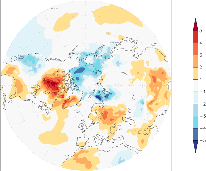 temperature (2m height, northern hemisphere) anomaly April  w.r.t. 1981-2010