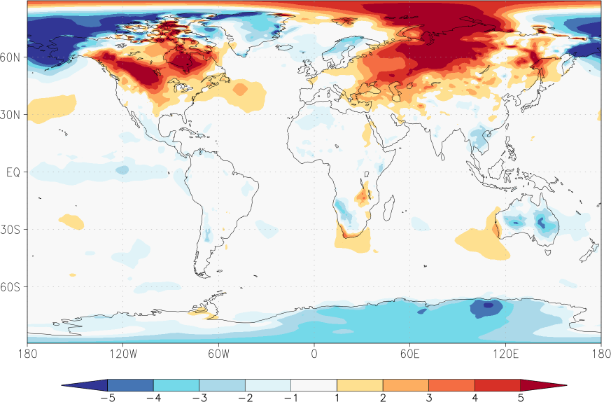 temperature (2m height, world) anomaly December  w.r.t. 1981-2010