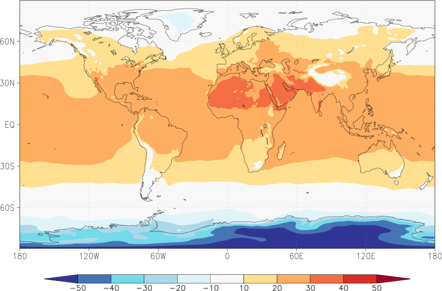 temperature (2m height, world) June  observed values