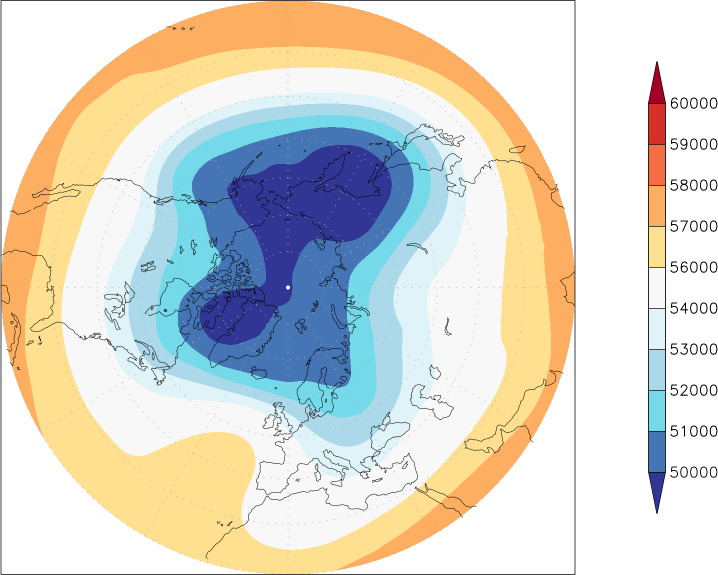 500mb height (northern hemisphere) February  observed values