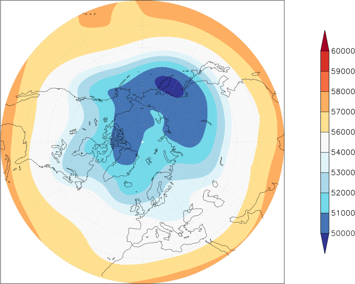 500mb height (northern hemisphere) March  observed values