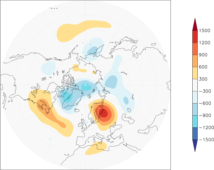 500mb height (northern hemisphere) anomaly June  w.r.t. 1981-2010