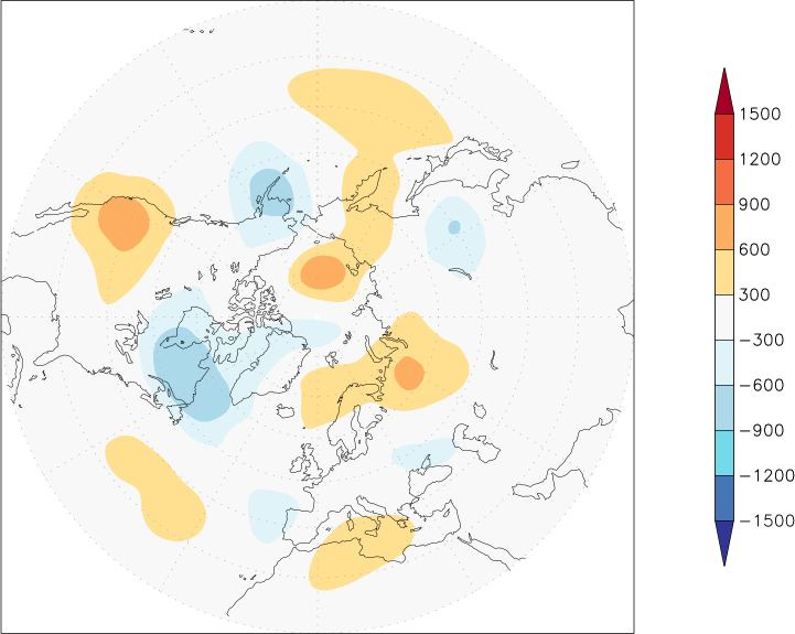 500mb height (northern hemisphere) anomaly October  w.r.t. 1981-2010