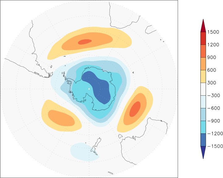500mb height (southern hemisphere) anomaly December  w.r.t. 1981-2010