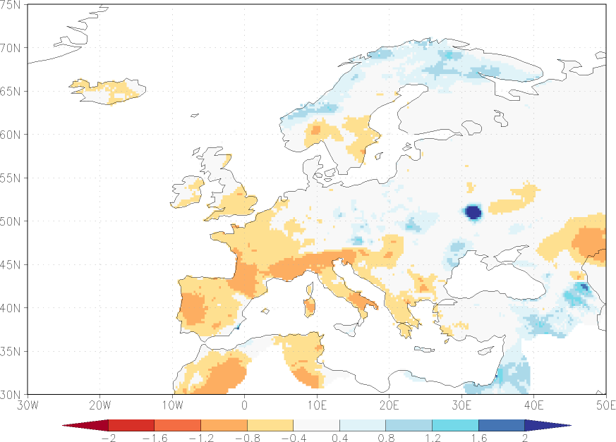 precipitation anomaly January  relative anomalies  (-1: dry, 0: normal, 2: three times normal)