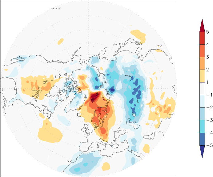 temperature (2m height, northern hemisphere) anomaly October  w.r.t. 1981-2010