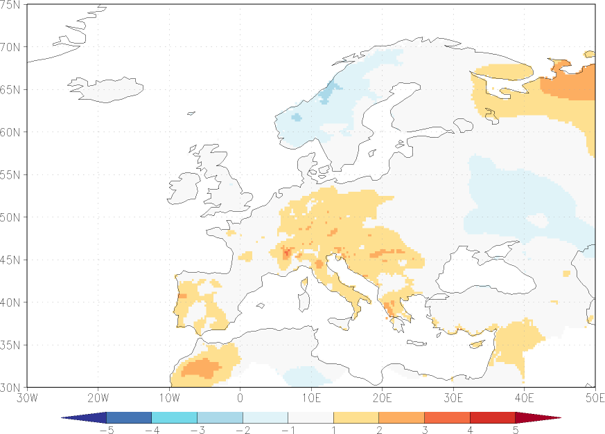 daily mean temperature anomaly June  w.r.t. 1981-2010