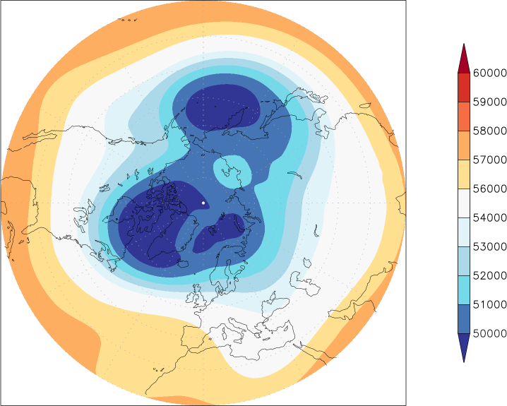 500mb height (northern hemisphere) February  observed values