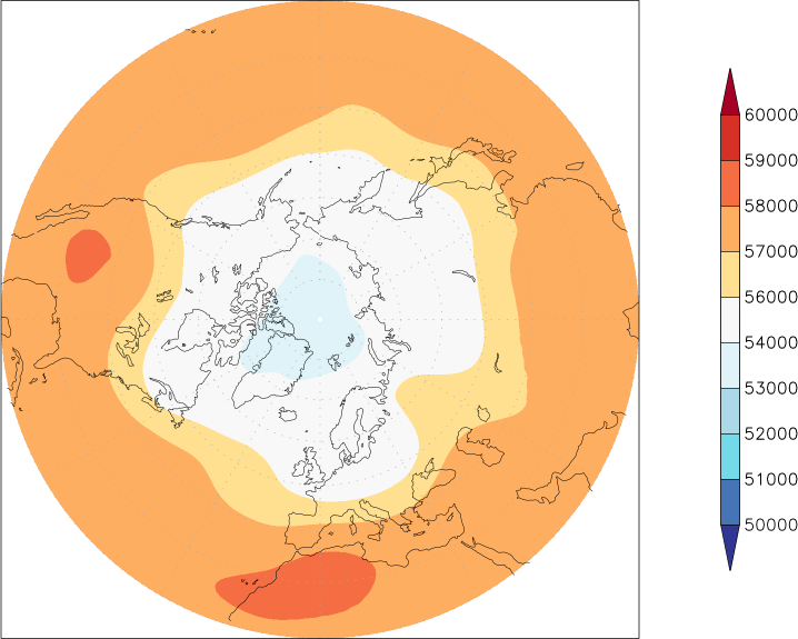 500mb height (northern hemisphere) July  observed values