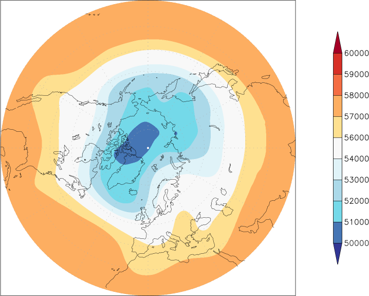 500mb height (northern hemisphere) October  observed values