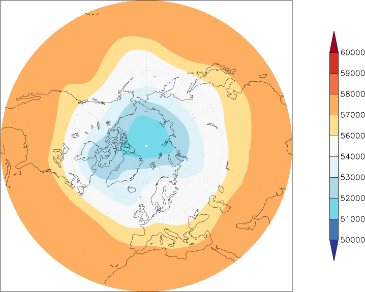 500mb height (northern hemisphere) September  observed values