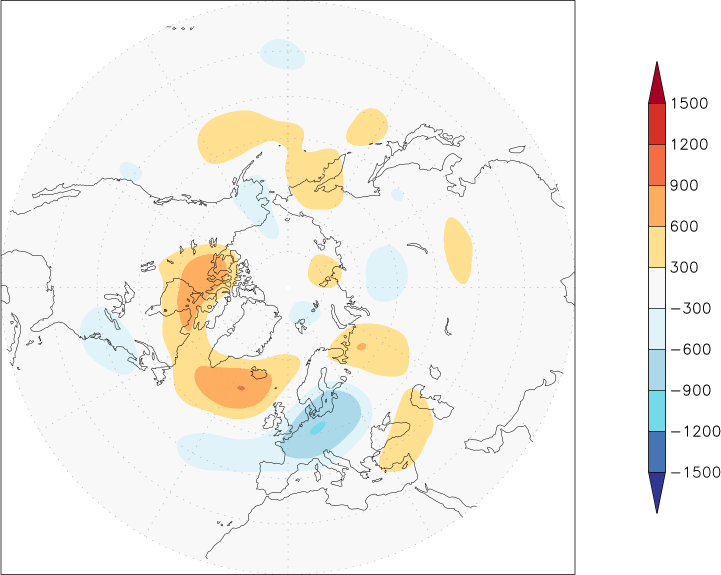 500mb height (northern hemisphere) anomaly July  w.r.t. 1981-2010