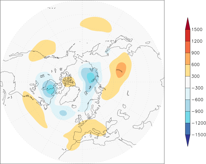 500mb height (northern hemisphere) anomaly June  w.r.t. 1981-2010