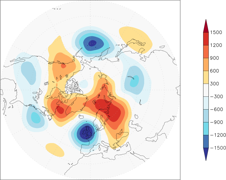 500mb height (northern hemisphere) anomaly November  w.r.t. 1981-2010