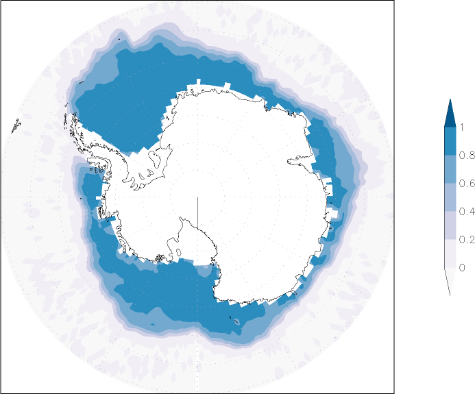 sea ice concentration (Antarctic) June  observed values