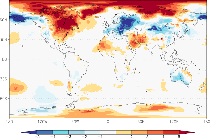 temperature (2m height, world) anomaly December  w.r.t. 1981-2010